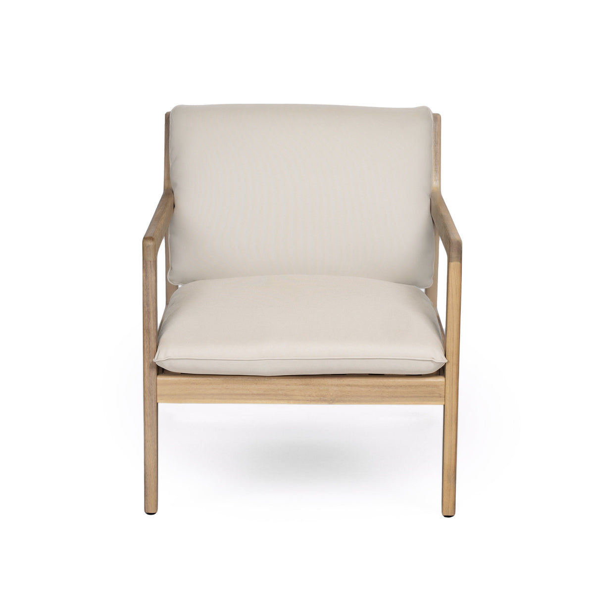 Outdoor Acacia Wood Armchair Set of 2 with Cushions - Light Teak