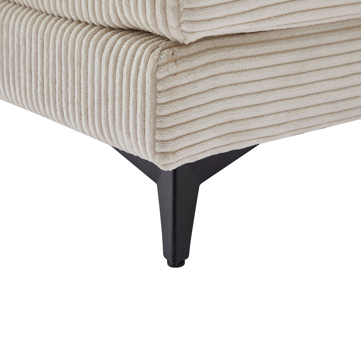 Modern Deep Seat Sectional Sofa with Ottoman - Corduroy - Black or Beige