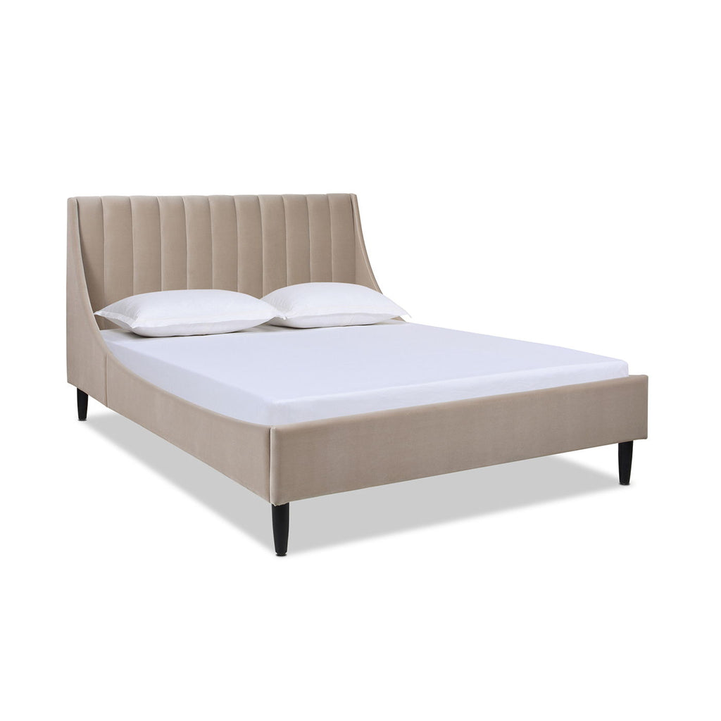 Vertical Tufted Modern Headboard Platform Bed Set with Upholstered Finish - Multiple Colors