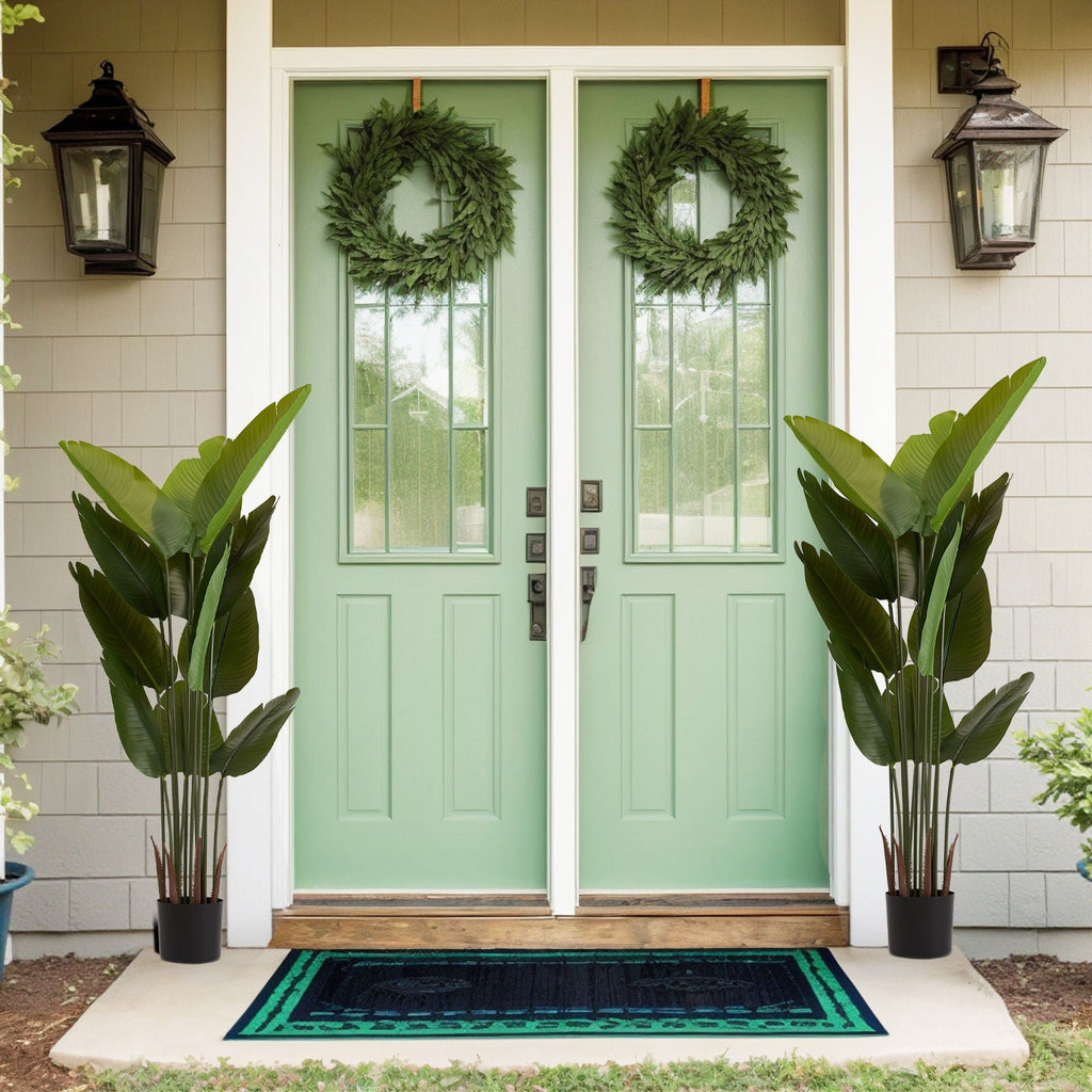 Artificial Plant Set of 2 with Durable Plastic Construction - Green