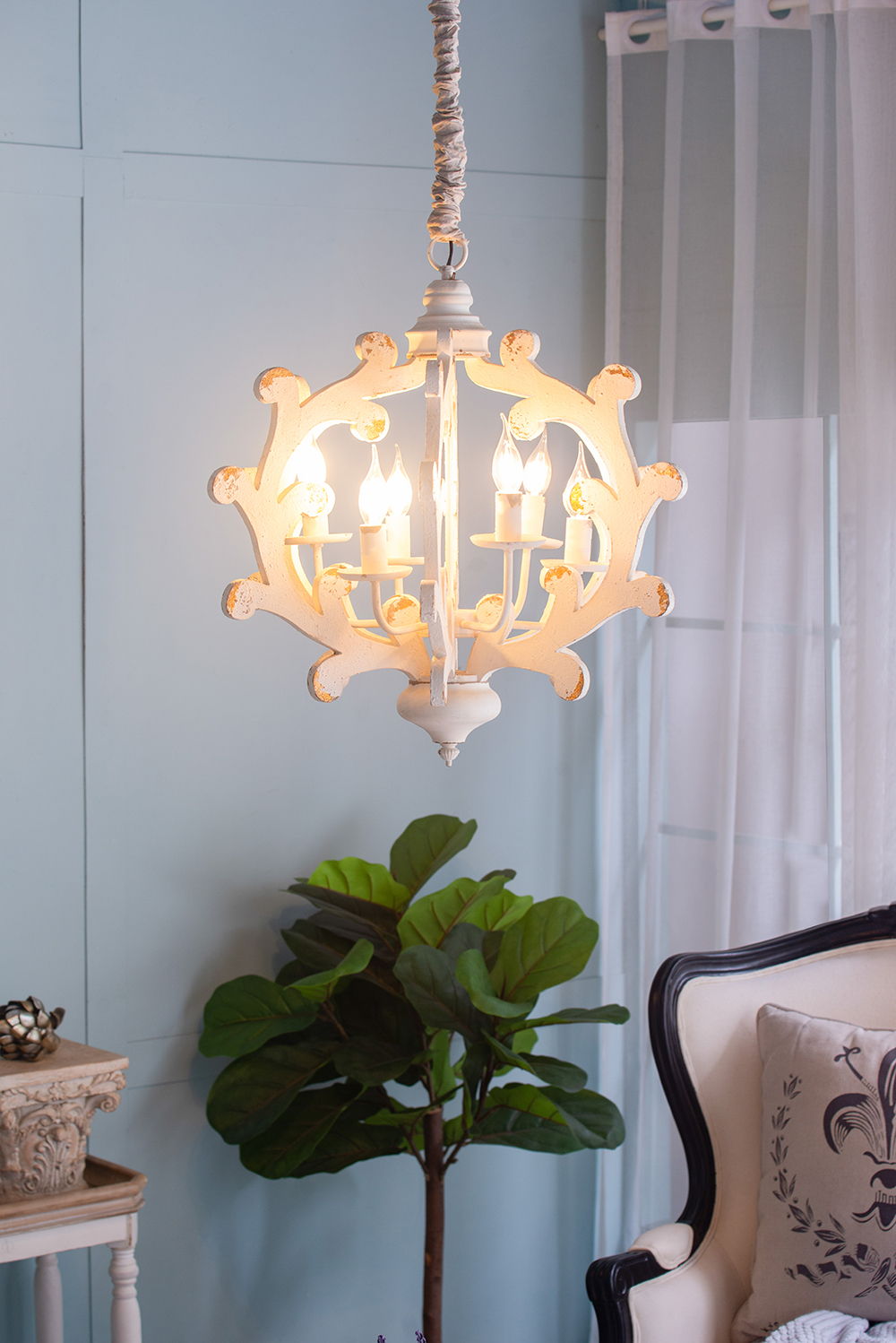 6 Light Chandelier with Adjustable Chain