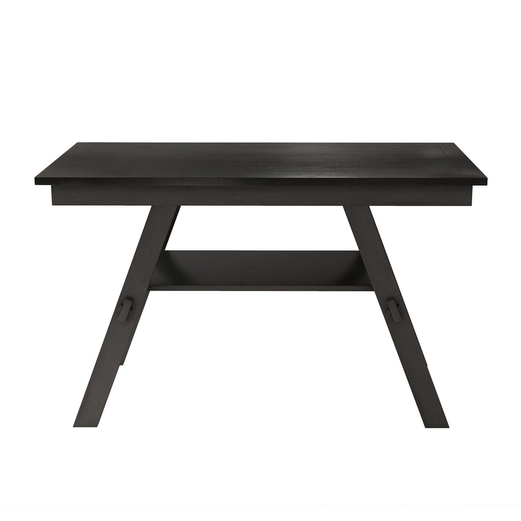 6 Piece Counter Height Dining Table Set with Storage Shelf - Espresso Wood