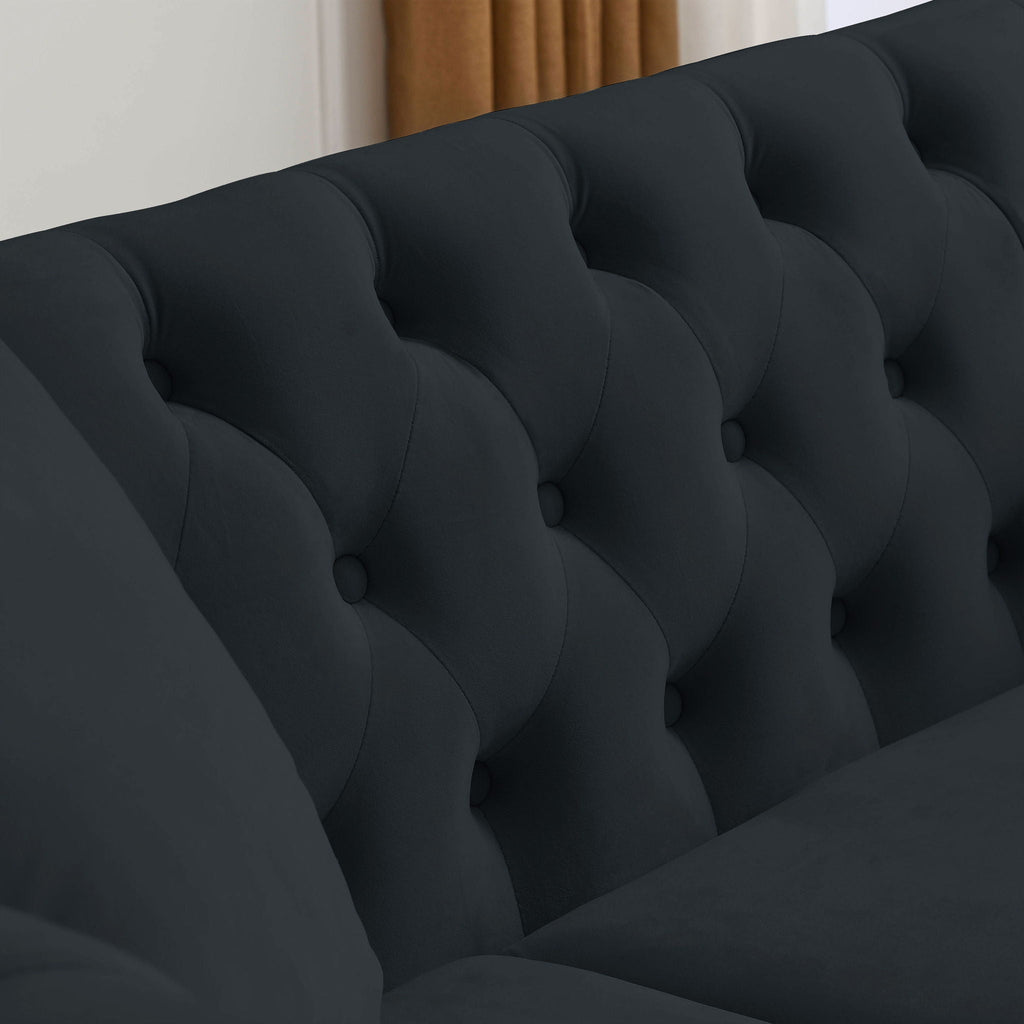 Chesterfield Sofa with Rolled Arms and Nailhead Trim – Solid Wood Frame