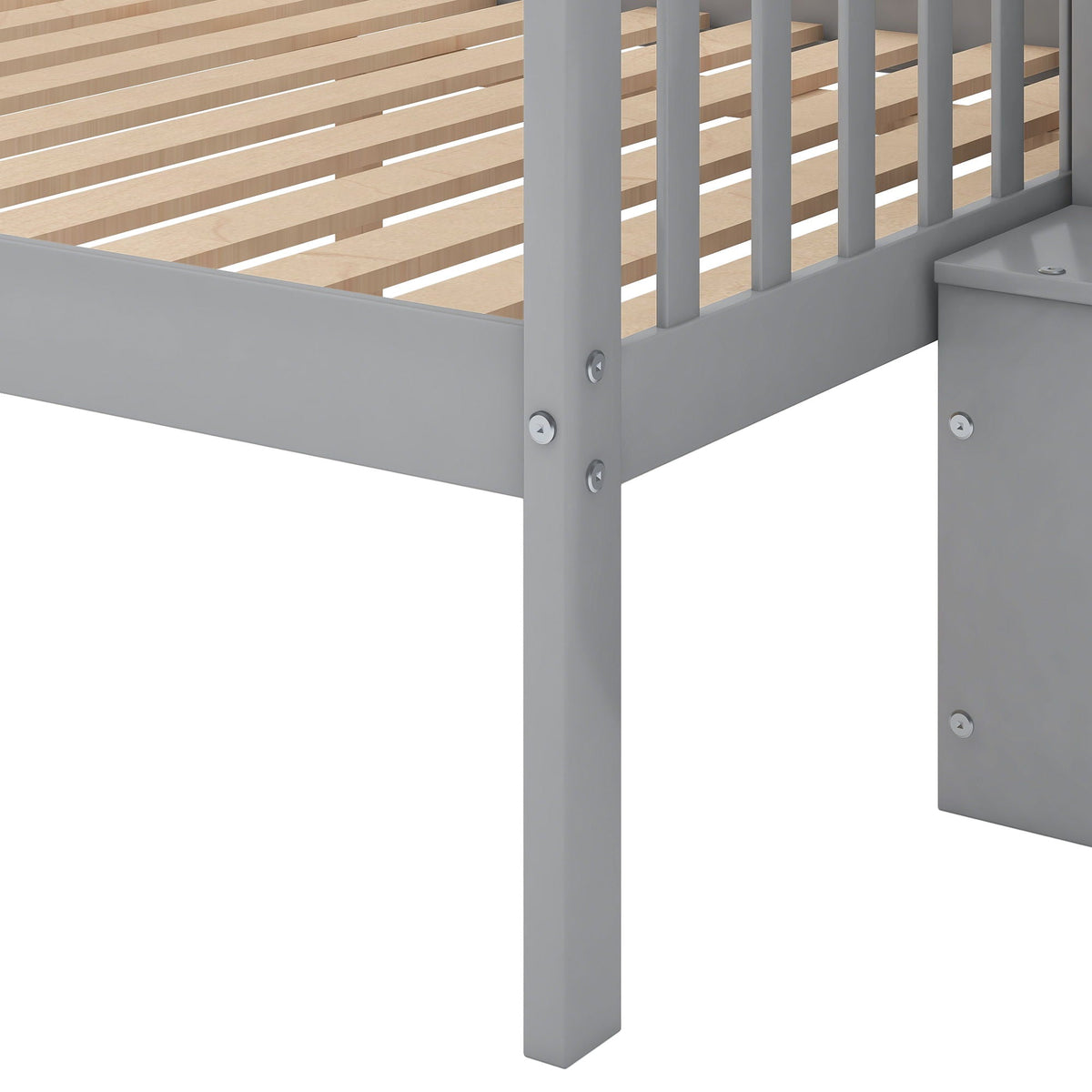 Bunk Bed with Staircase and Storage Options - Dark Gray or White