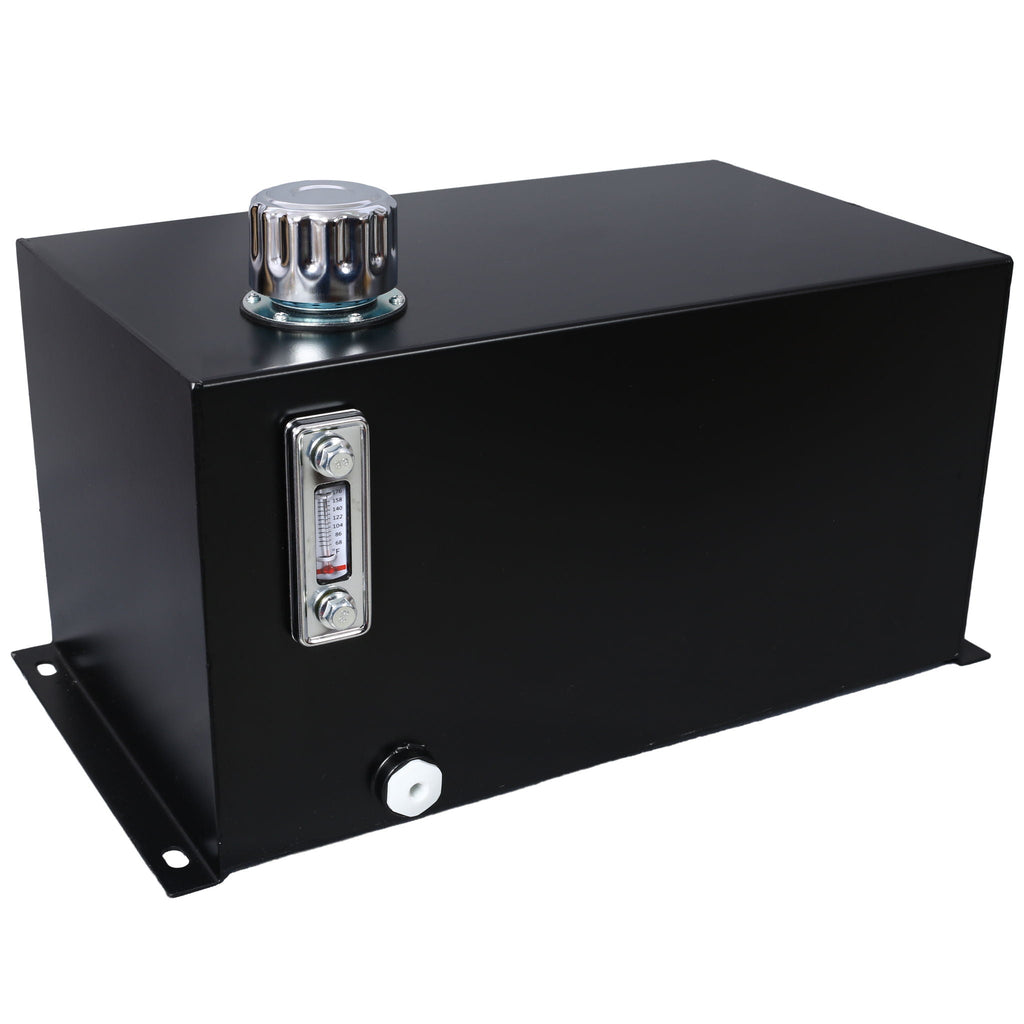 Heavy Duty Hydraulic Fluid Tank with Strainer, Gauge & Breather Cap - Black