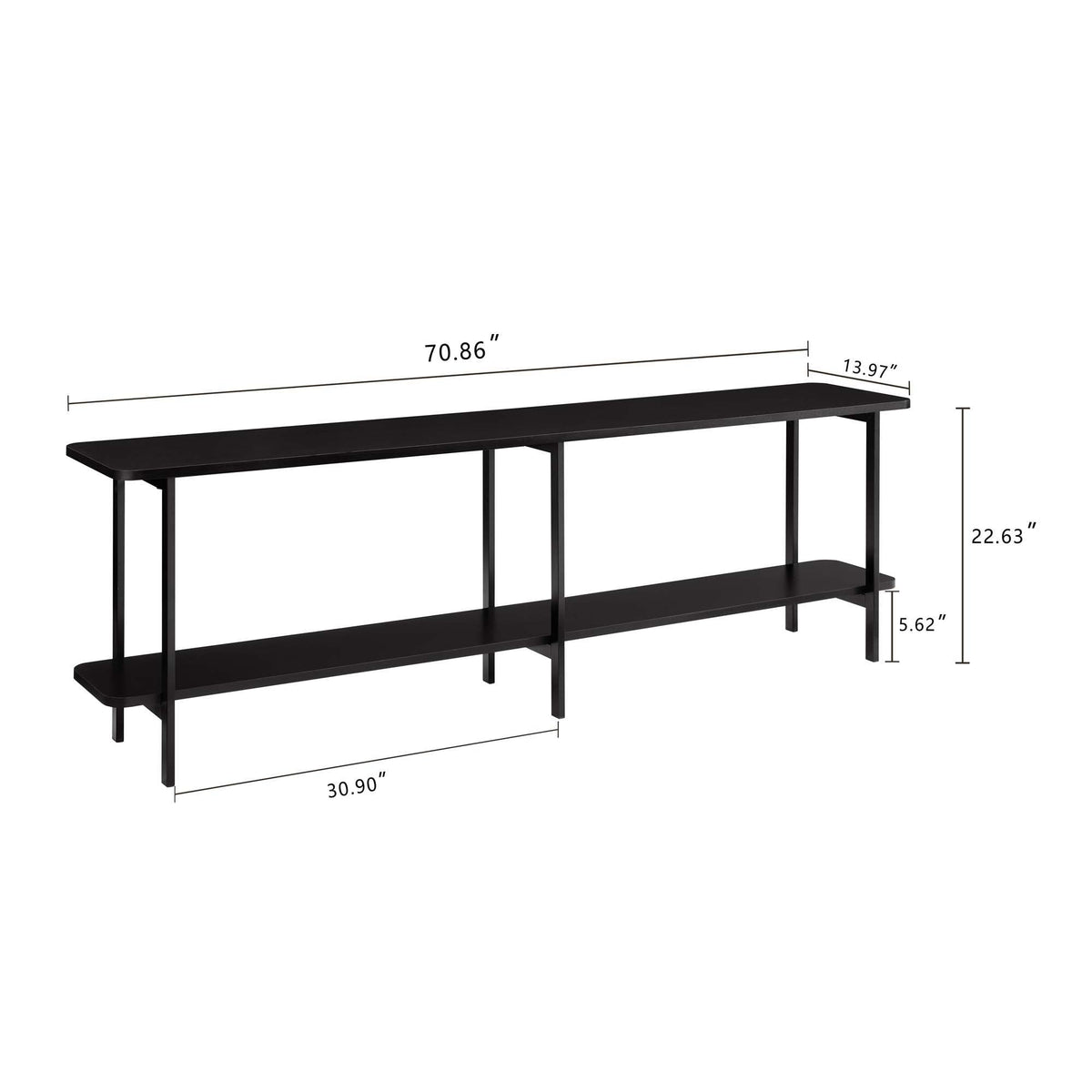 Celine 2 Shelf Console Table with Durable Construction - Gray, White, Black