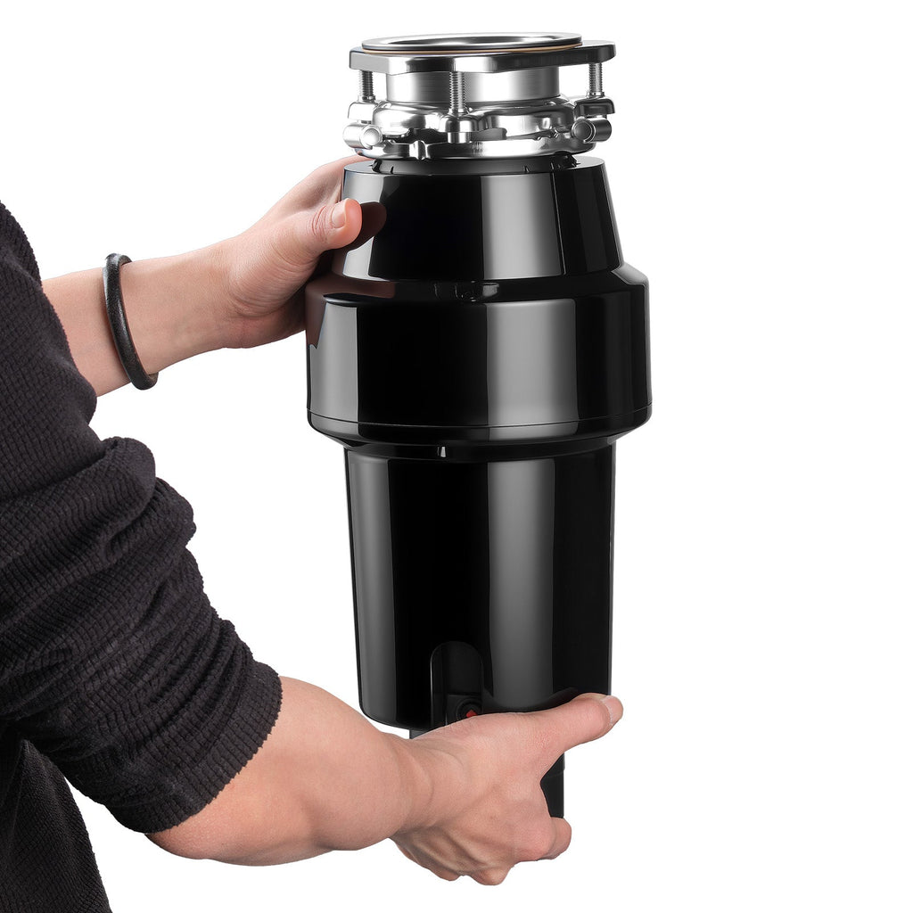 1HP Food Waste Garbage Disposal with Continuous Feed - Black