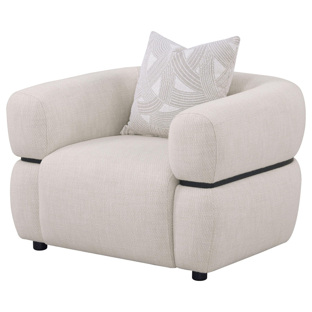 Jeanette Fabric Upholstered Round Arm Accent Chair Beige