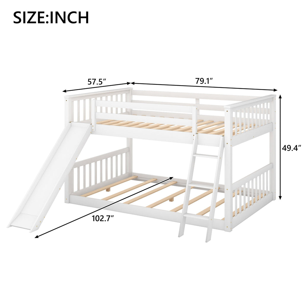 Bunk Bed with Convertible Slide and Ladder - White or Dark Gray