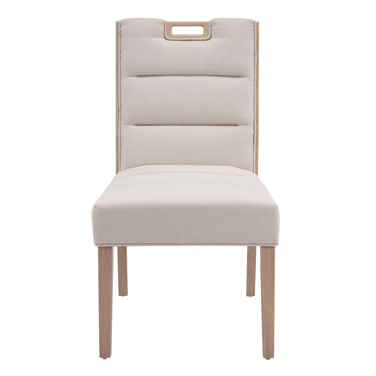 Upholstered Armless Dining Chairs with Solid Rubber Wood Frame - Beige