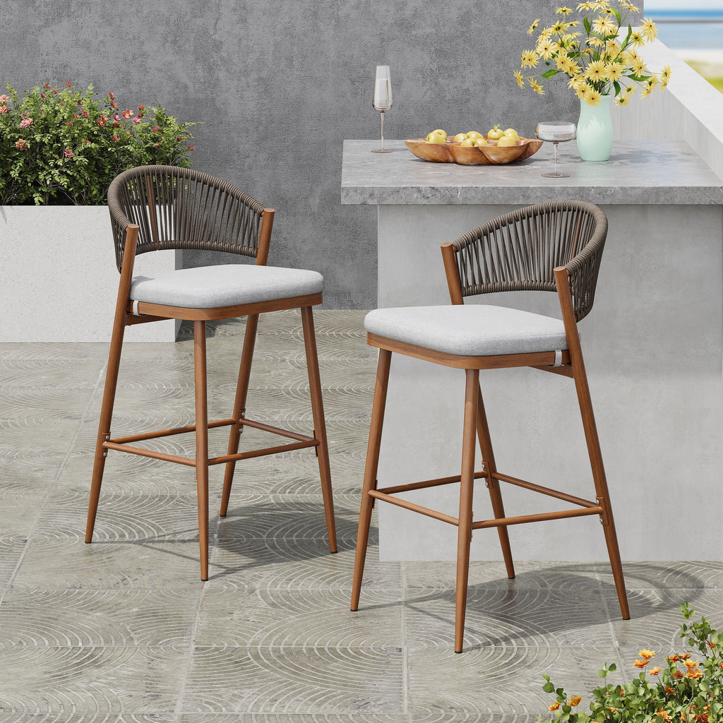 Outdoor Bar Height Metal Frame Counter Stools