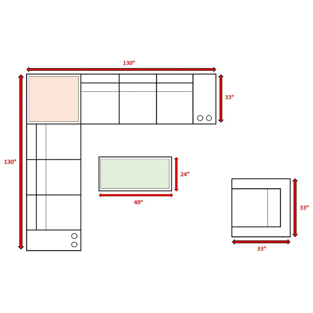 Modern Patio Rattan Sectional Set with Cushions - Multiple Set Options