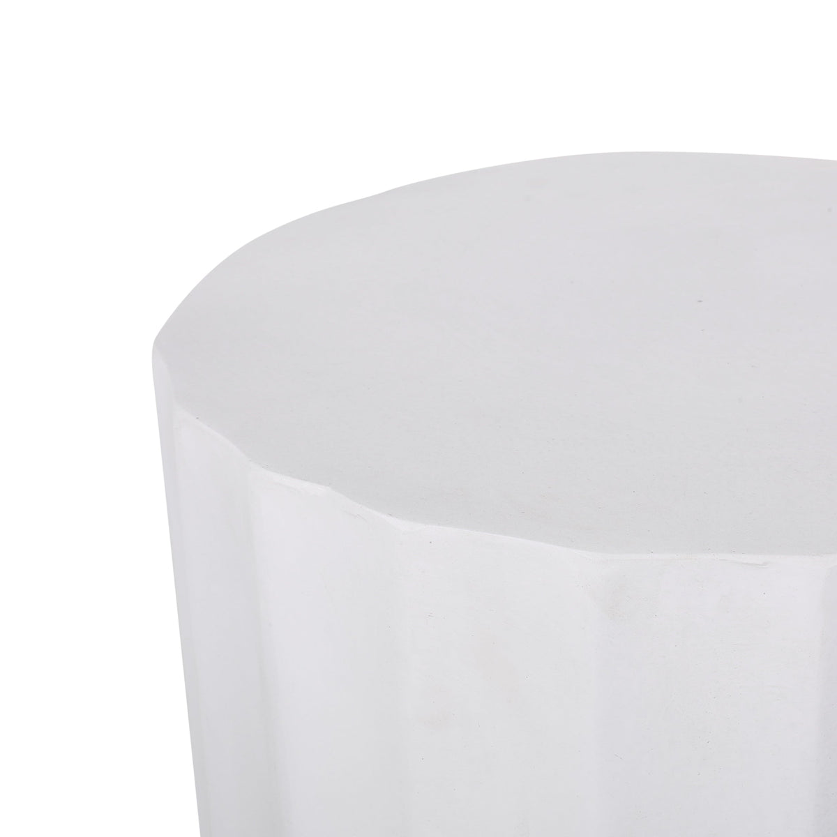 Round Outdoor Side Table with Inverted Scallop Edge - Antique White