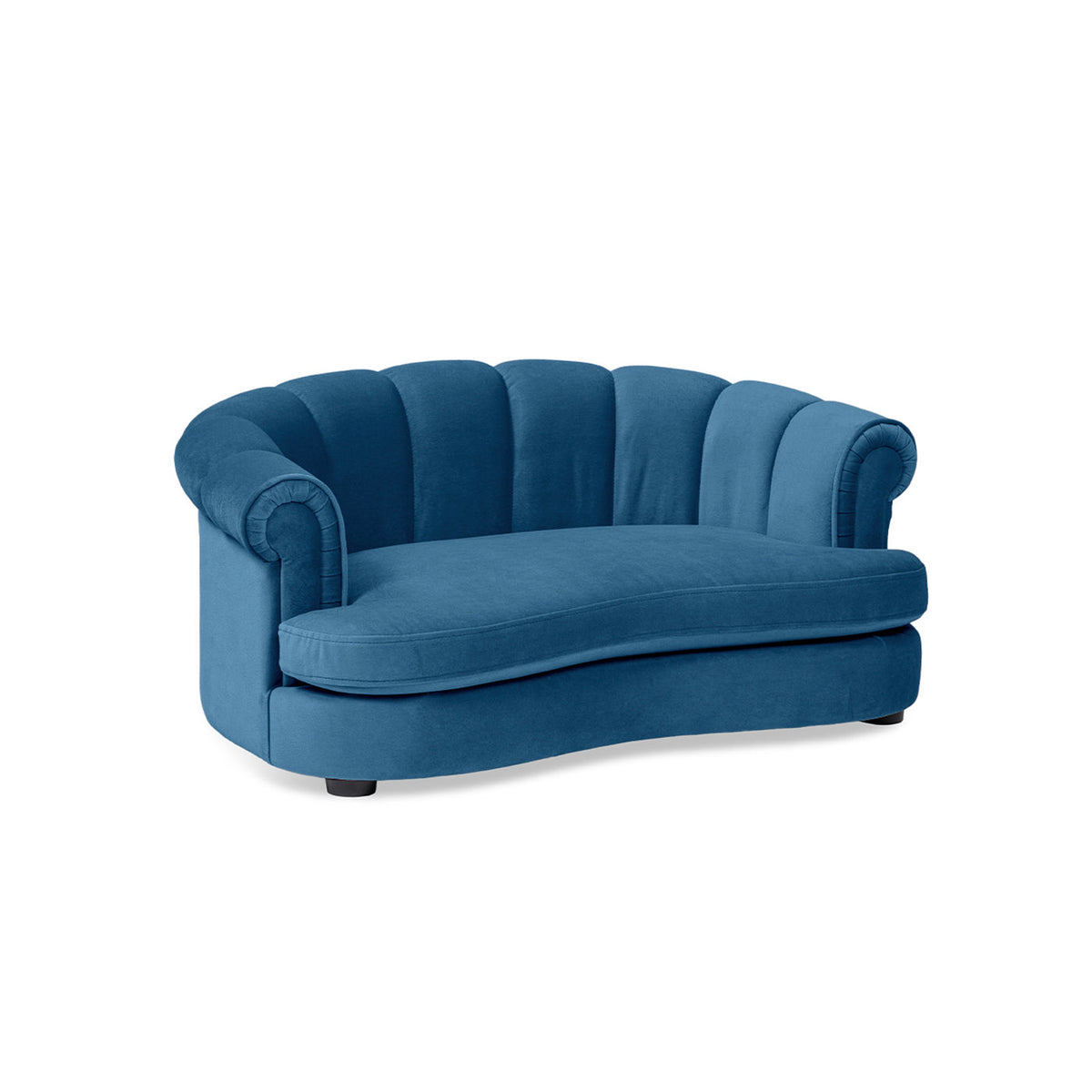 Halle 35.5" Rolled Arm Channel-Tufted Dog Sofa Bed with Velvet Upholstery - Satin