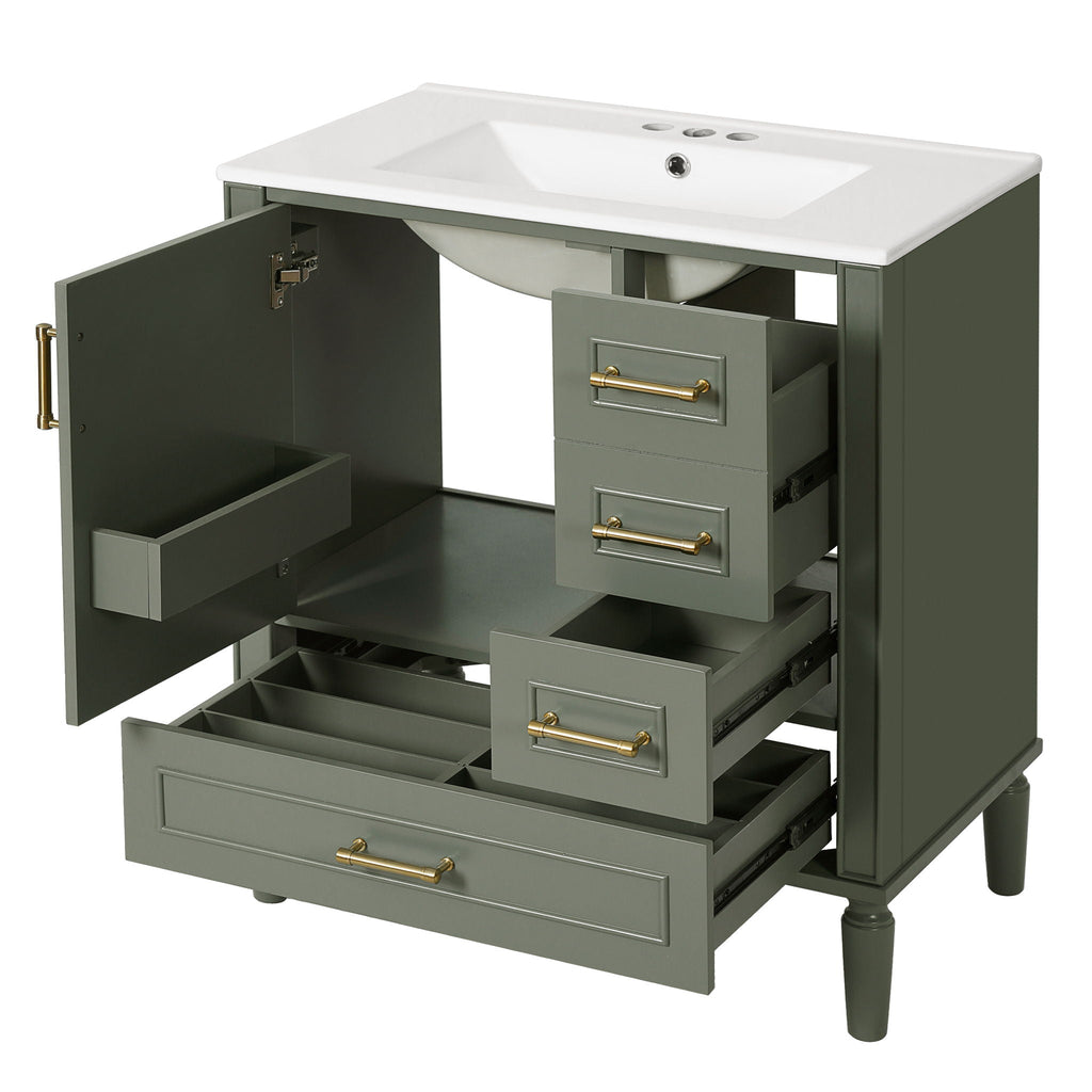 Traditional Bathroom Vanity Set with Soft Close Doors - Multiple Colors