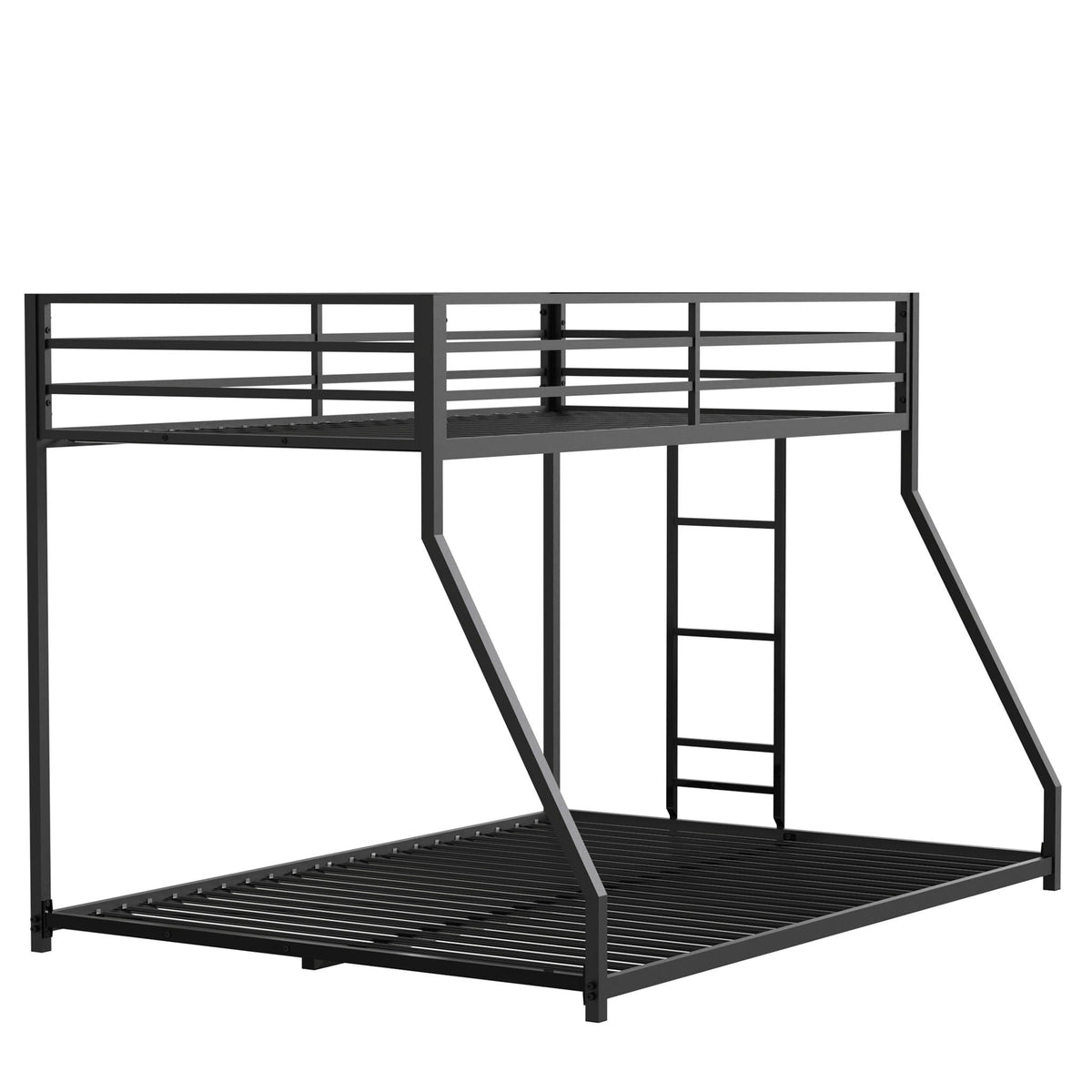 Metal Bunk Bed with Guardrails – Black