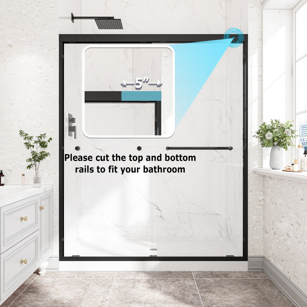 Matte Shower Door with Tempered Glass - Matte Black