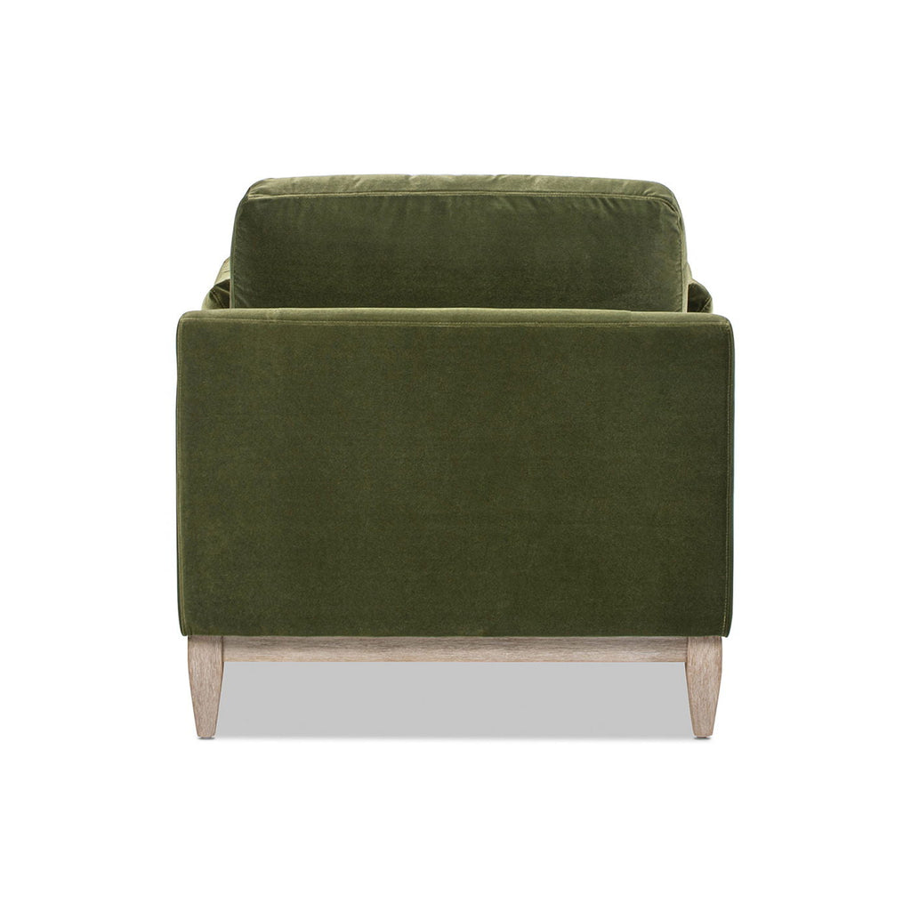 Olive Green Modern Farmhouse Chaise Lounge Chair with Sustainable Rubberwood Base