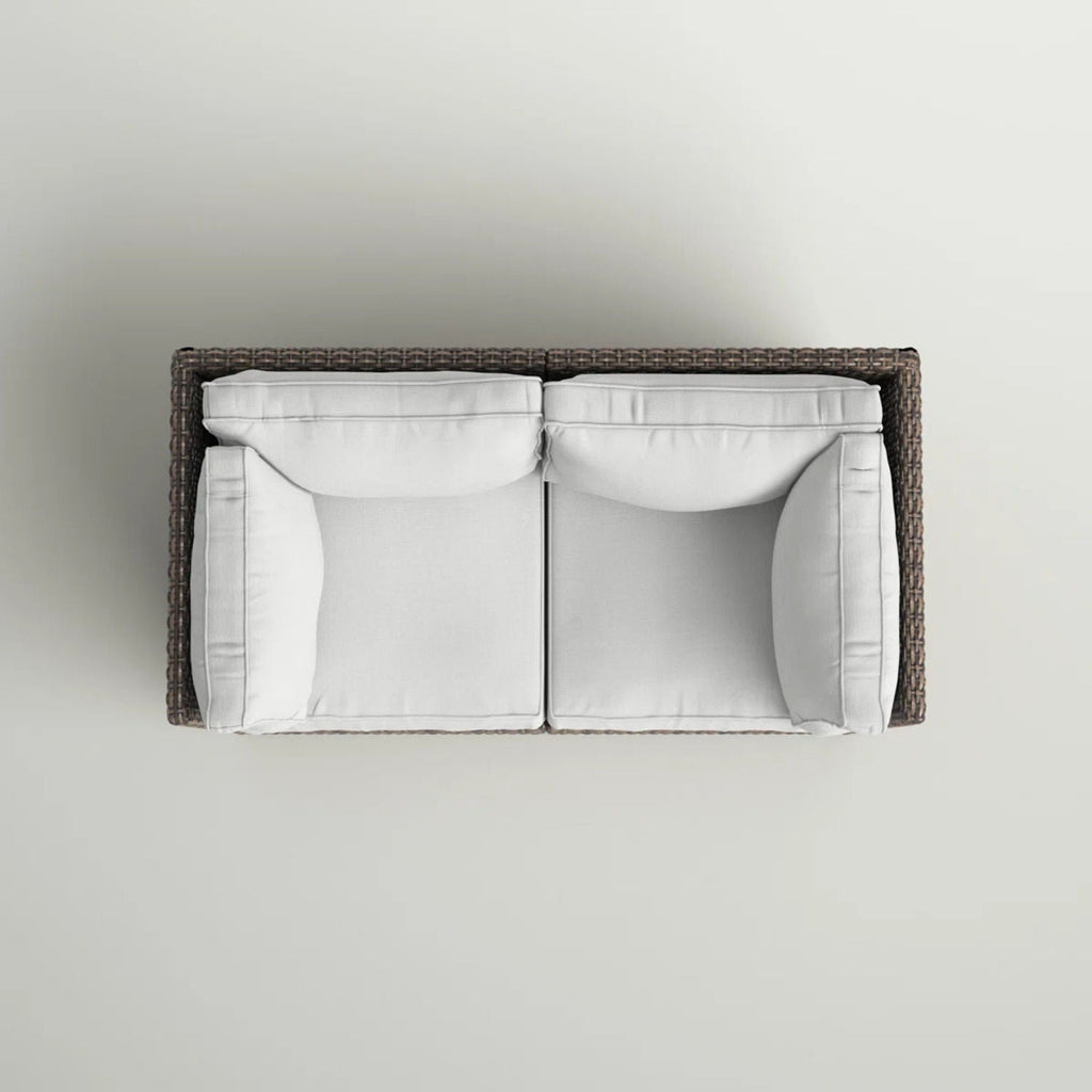 Modern Patio Wicker Loveseat with Cushions - Dark Brown or Gray