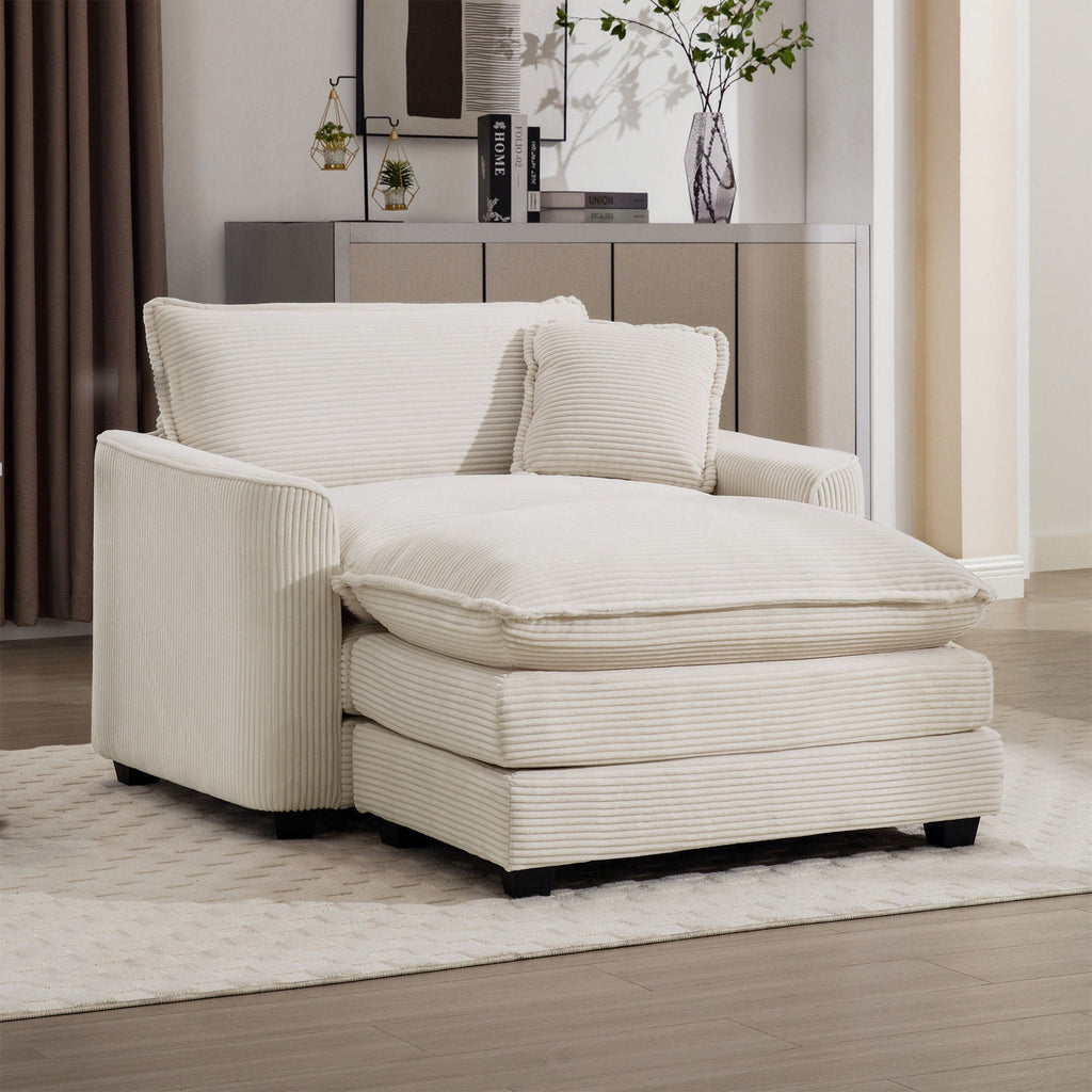 Modern Comfortable Single Chair & Ottoman with Deep Seat - Multiple Colors