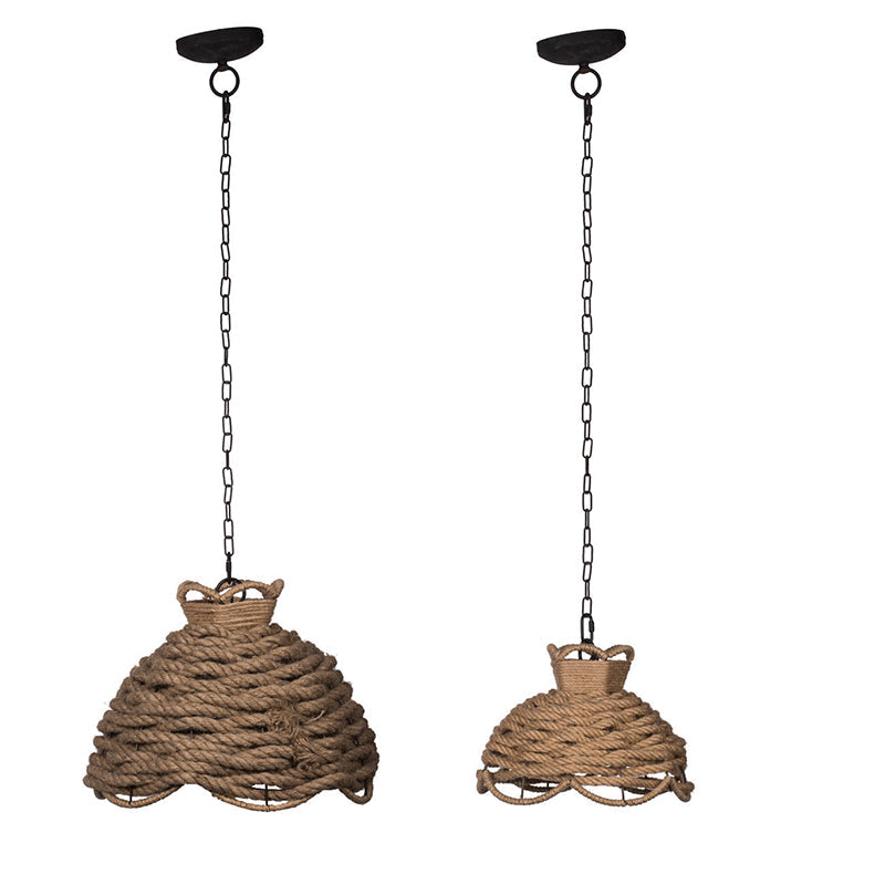 Rope Woven Chandelier Set with Natural Hemp Rope - Brown