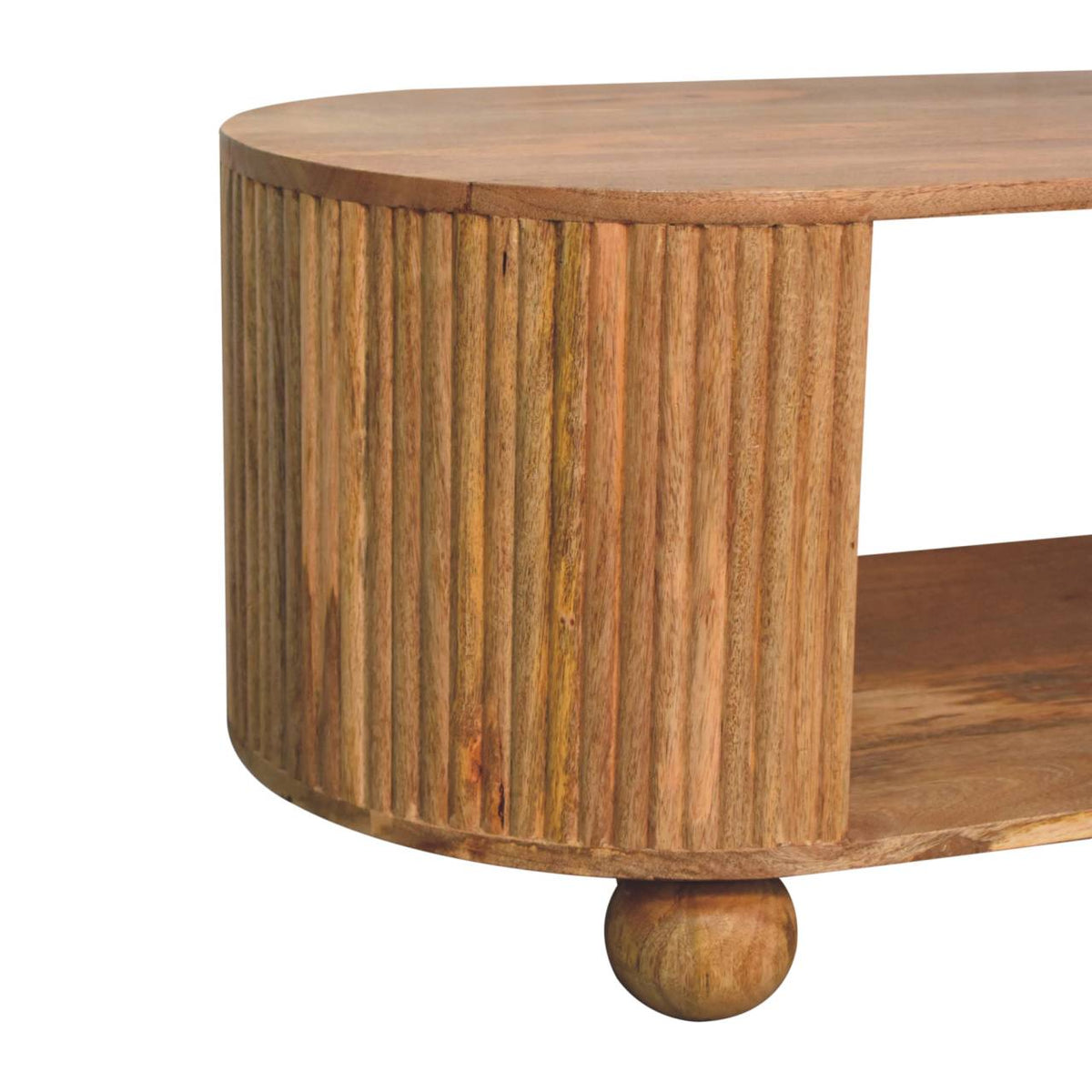 Solid Wood Soba Ball Coffee Table with Open Storage - Natural Oak