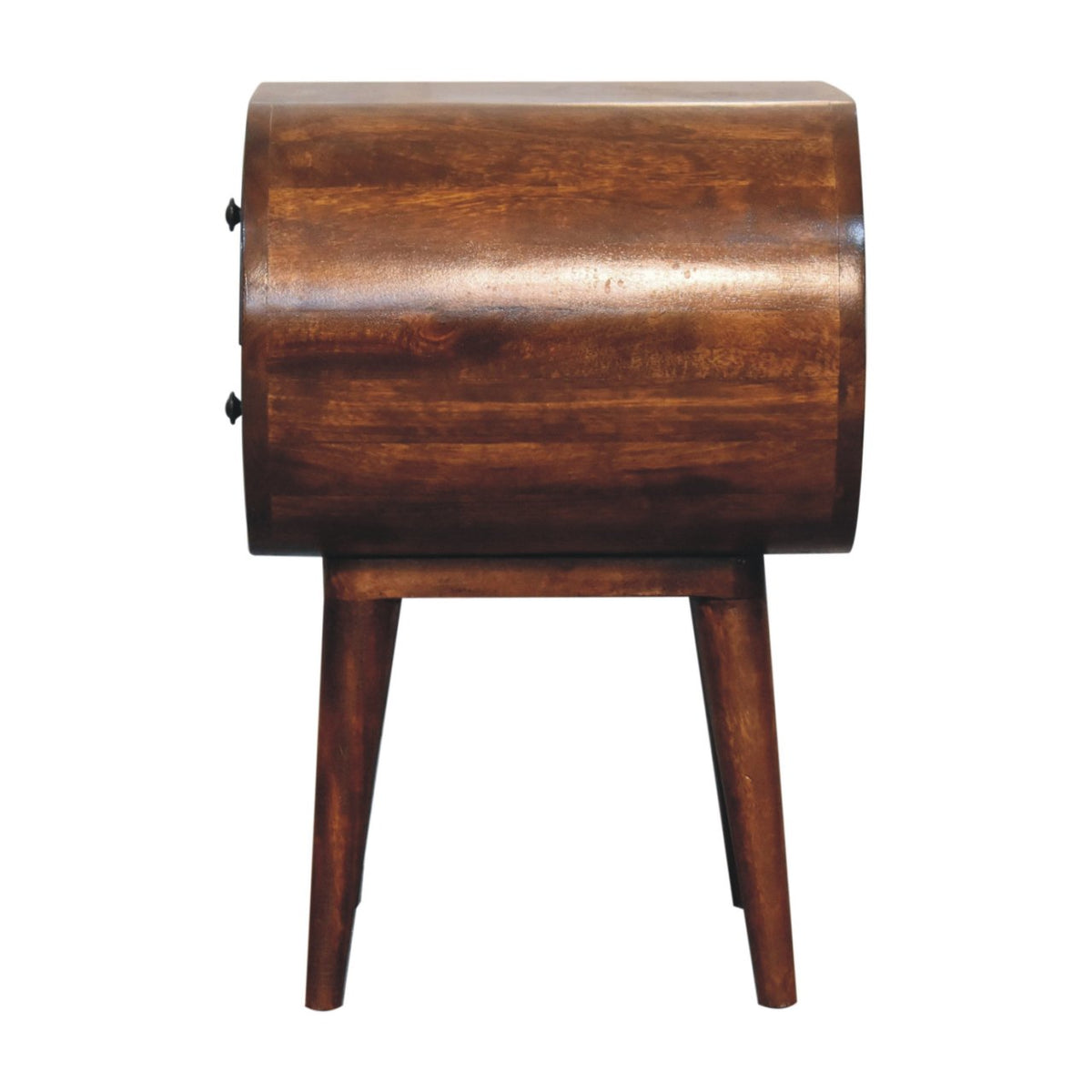 Solid Wood Circular Nightstand with Drawers - Chestnut Finish