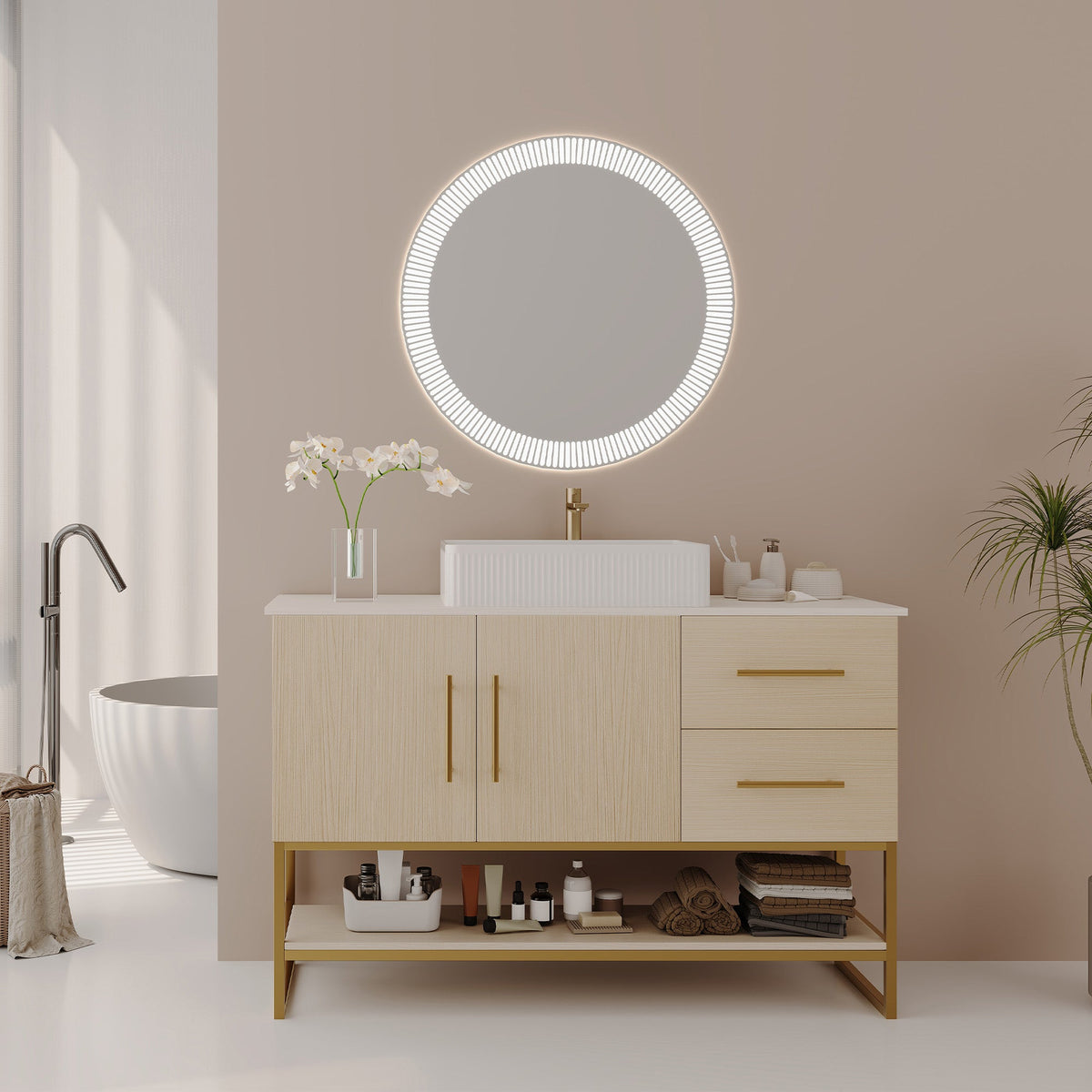 Modern Bathroom Vanity with Ceramic Vessel Sink