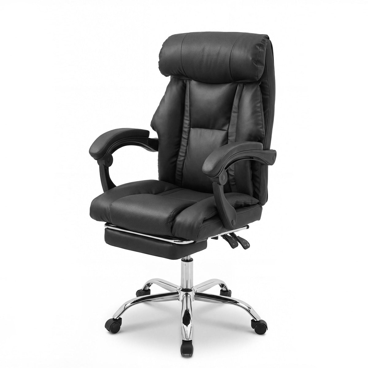 Executive Office Chair with Foot Rest and Adjustable Height - Black