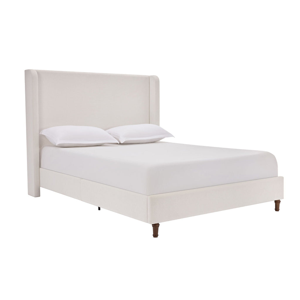 Tall Headboard Upholstered Bed with No Box Spring Needed - Cream
