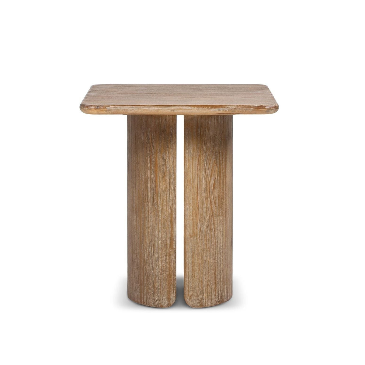 Antique Brown Square Pedestal Side Table with Sculptural Pedestal Base
