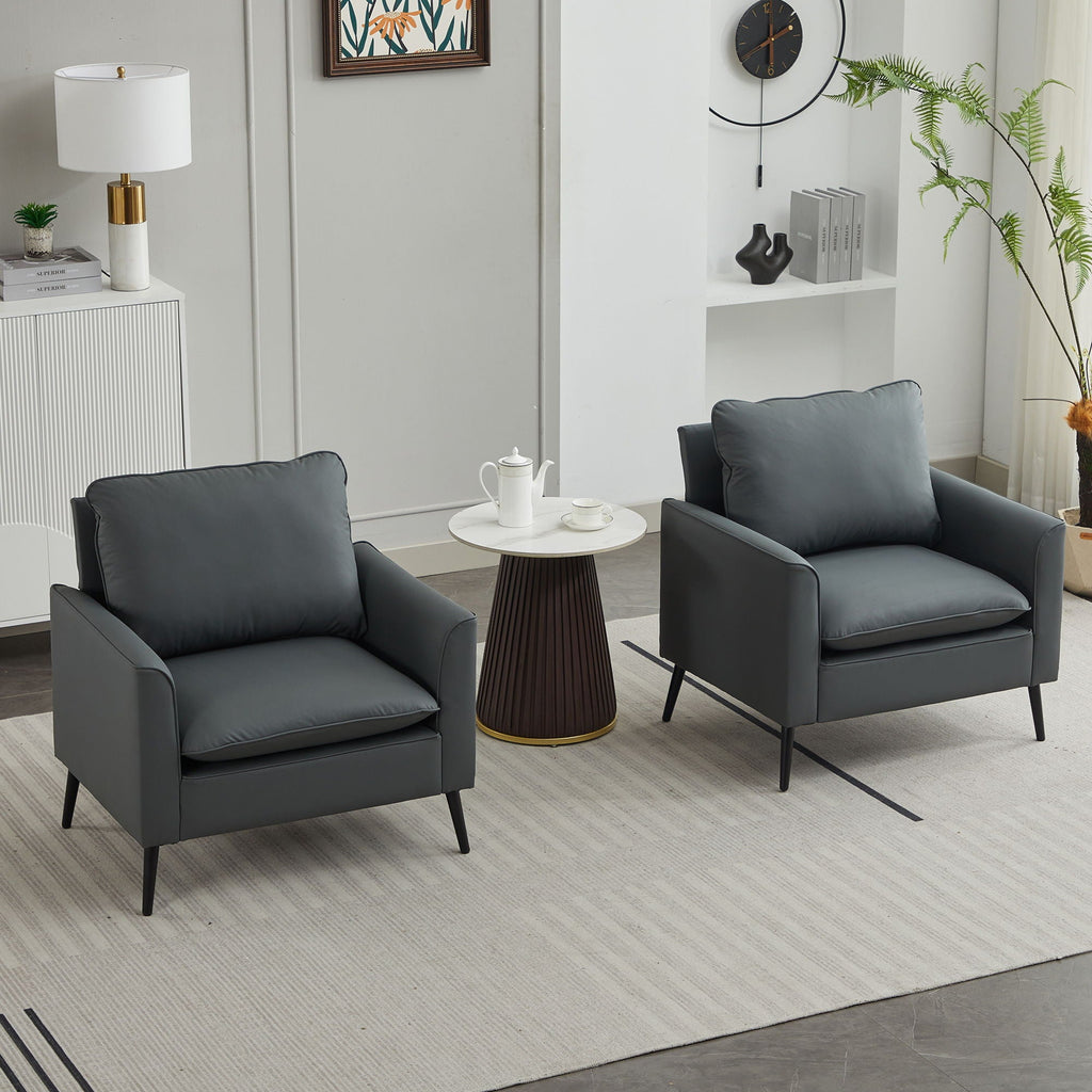 Nordic Retro Light Luxury Upholstered Sofa Chair Set of 2 with Cushions - Multiple Colors
