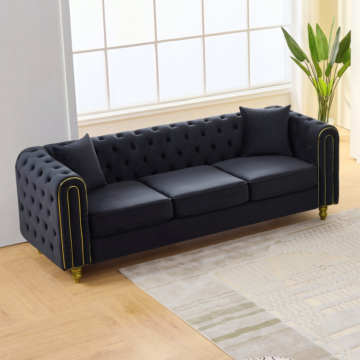 Modern Velvet Loveseat Sofa with Button Tufting
