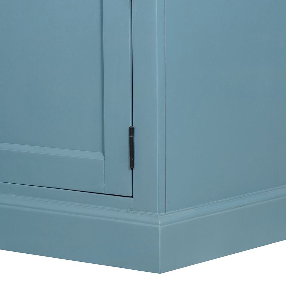Solid Acacia Wood Accent Cabinet with Glass Doors - Light Blue or Light Brown