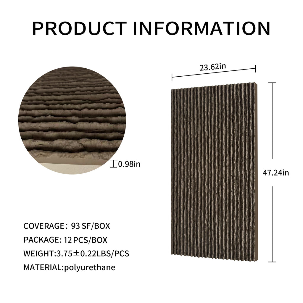 3D Faux Stone Wall Panels with Lightweight PU Construction - Black
