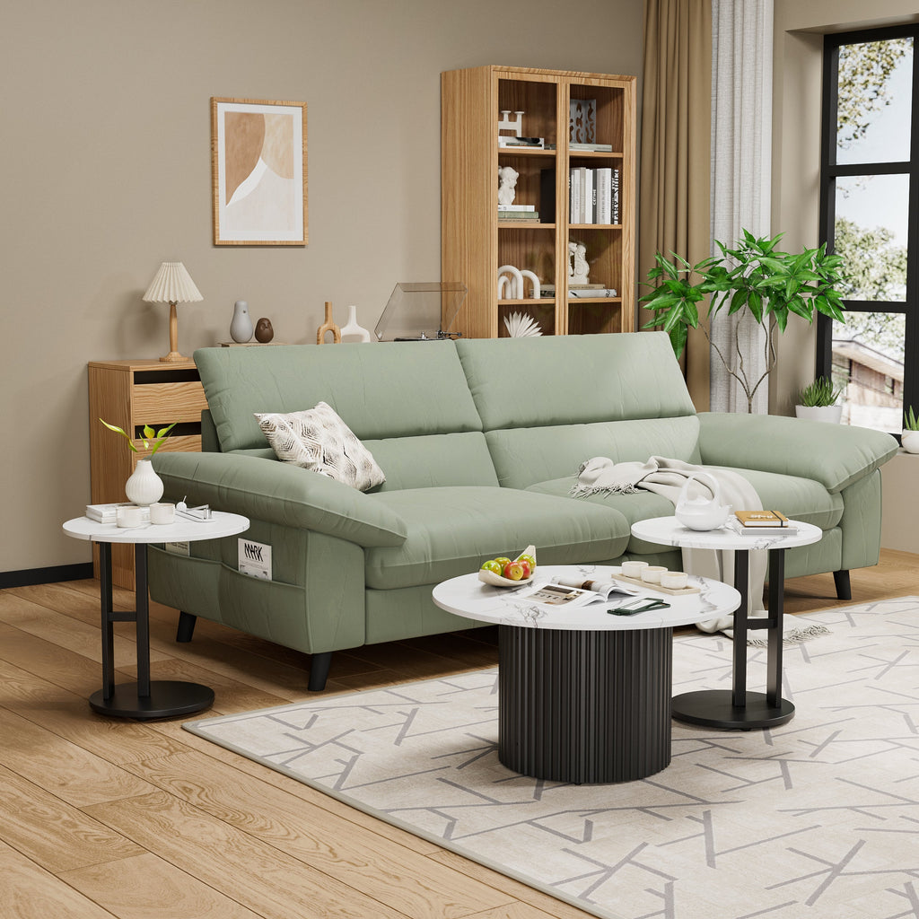 Modern Nesting Coffee Table Set of 3 with Faux Marble Tops - White Faux Marble