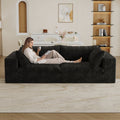 Modular Black Sofa with Feather-Filled Cushions - Black