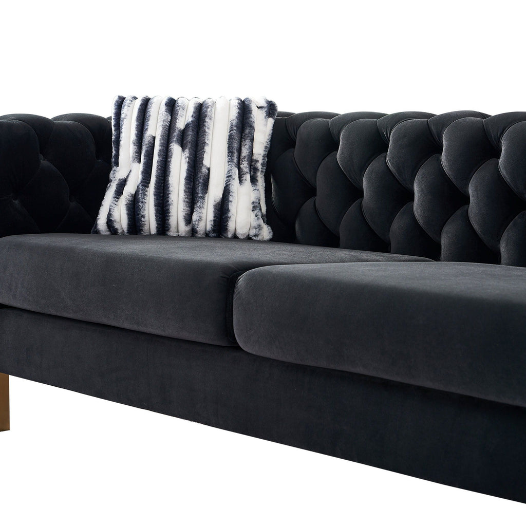 Modern Tufted Living Room Sofa with Button Detail - 84.25" Wide, Multiple Colors