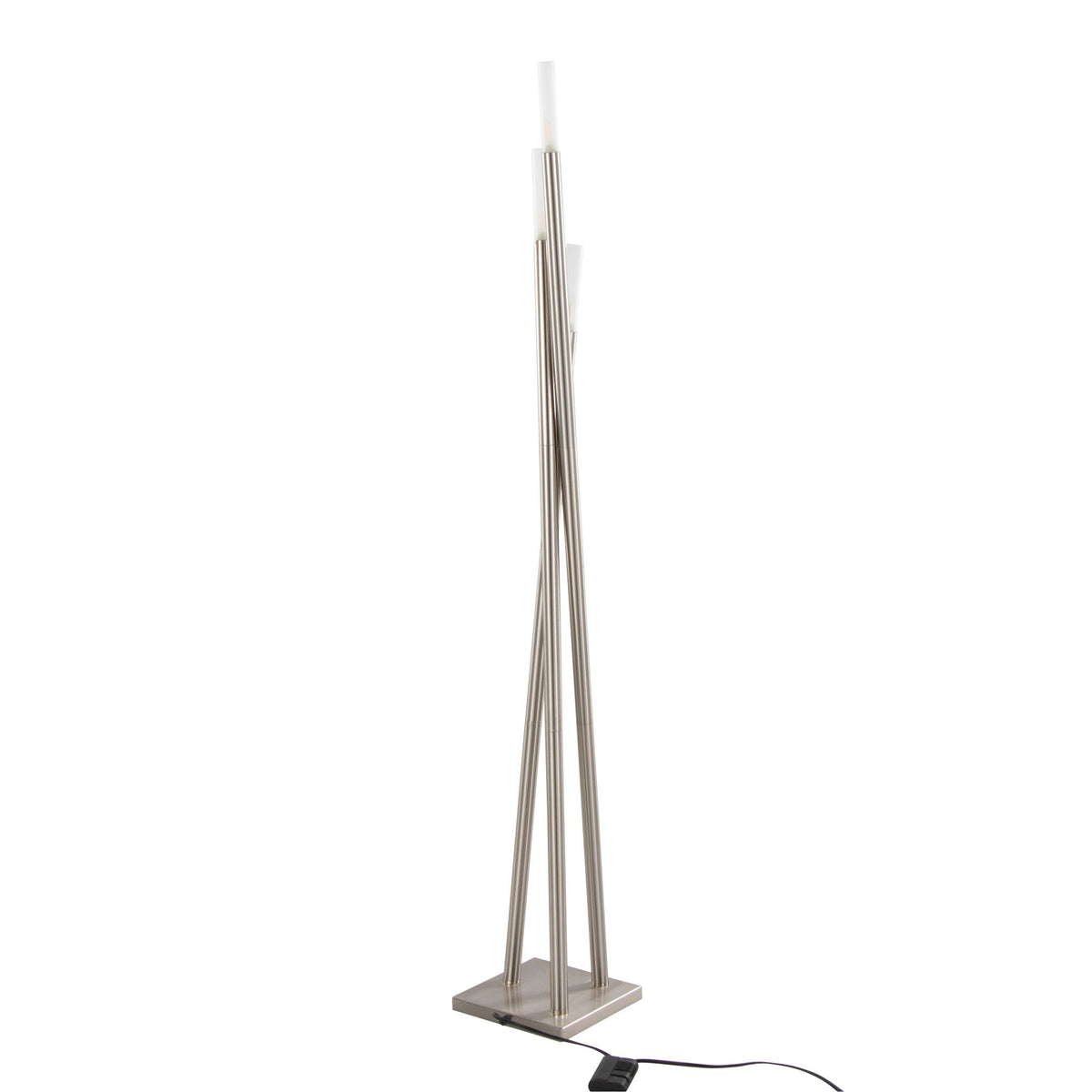 Contemporary Floor Lamp with Frosted Sconces - Nickel