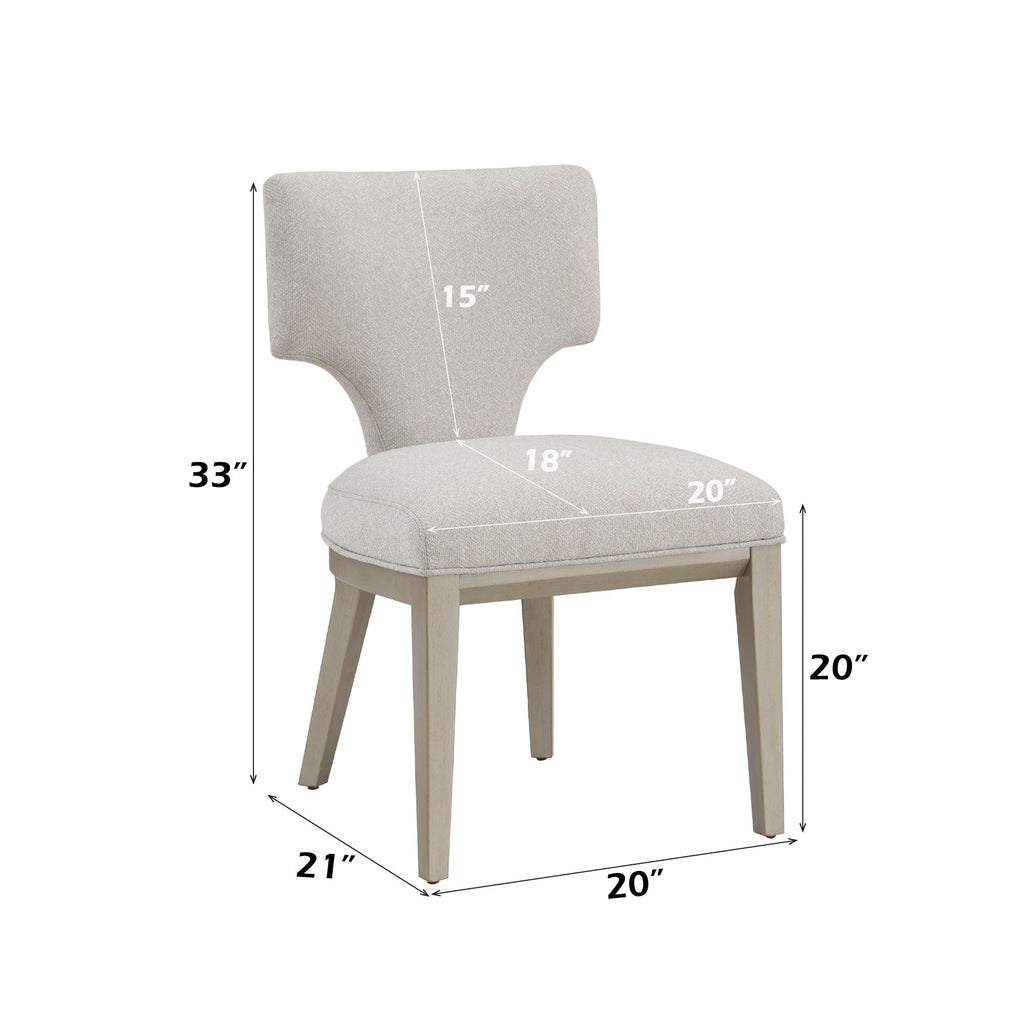 Kasa Light Gray Side Chair Set of 2 with Solid Wood Legs - Light Gray