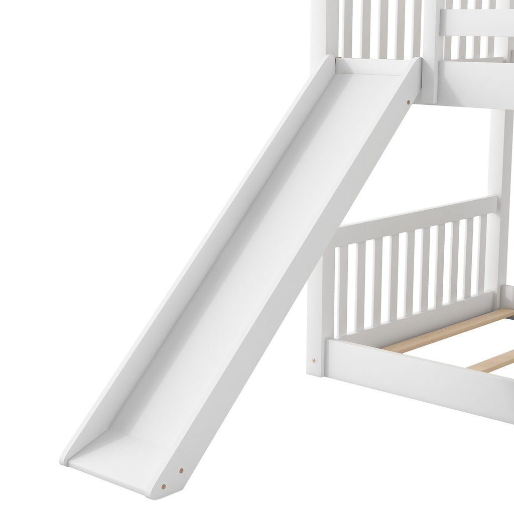Bunk Bed with Convertible Slide and Ladder - White or Dark Gray