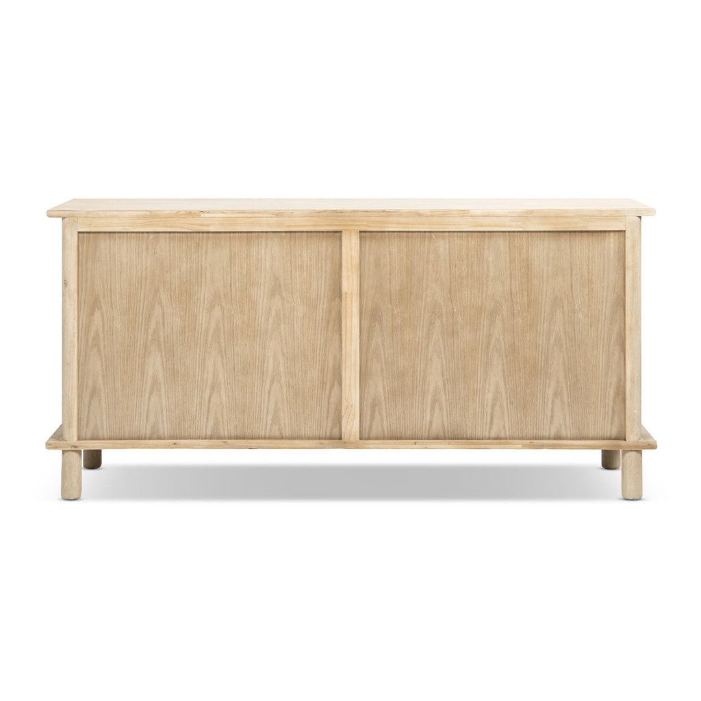 Natural Reclaimed Wood 4 Door Sideboard with Streamlined Storage - Natural