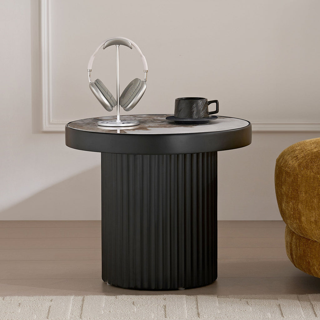 Set of 2 Coffee Tables with Sintered Stone Tabletops - Black