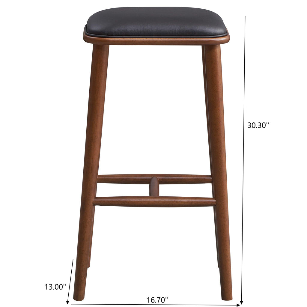 Stylish Design Bar Height Stool with Upholstered Seat - Black or Light Brown