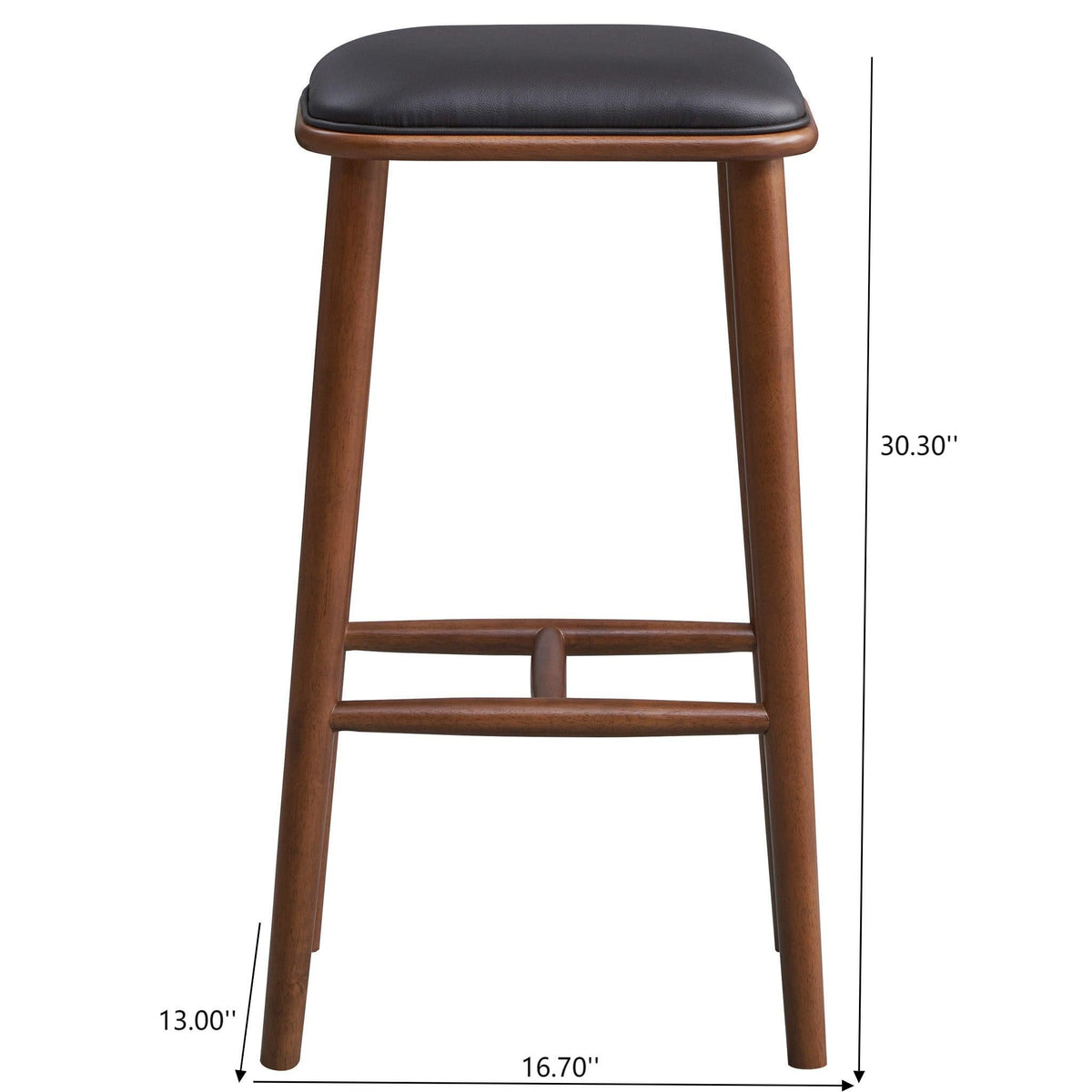 Stylish Design Bar Height Stool with Upholstered Seat - Black or Light Brown