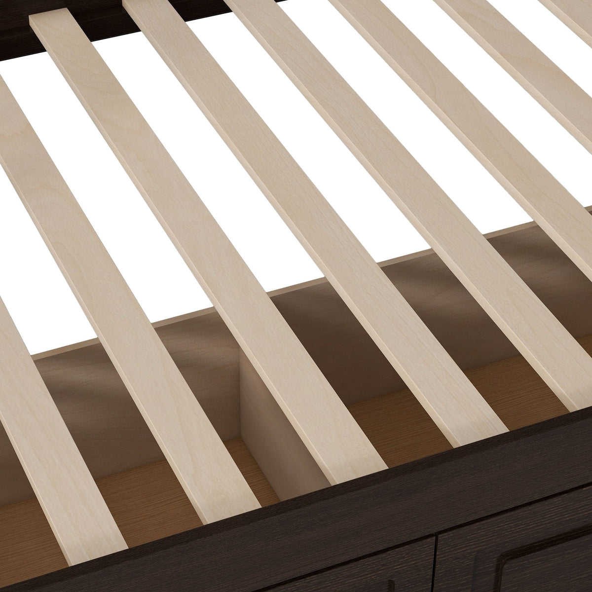 Convertible Bunk Bed With Drawers - Solid Wood with Storage - White, Dark Brown or Dark Gray