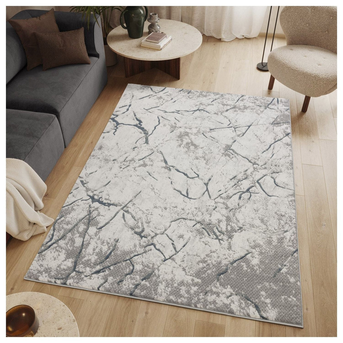 Contemporary Area Rug with 3D Effect - Gray
