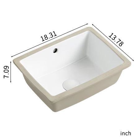 Modern Ceramic Undermount Bathroom Sink with Overflow - White