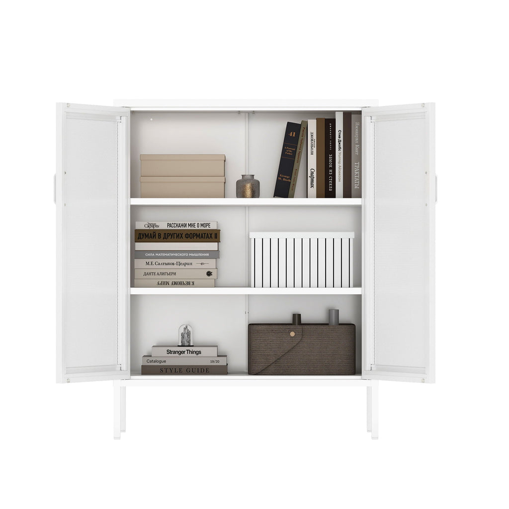 Metal Accent Cabinet with Adjustable Shelves - Black, Green, or White