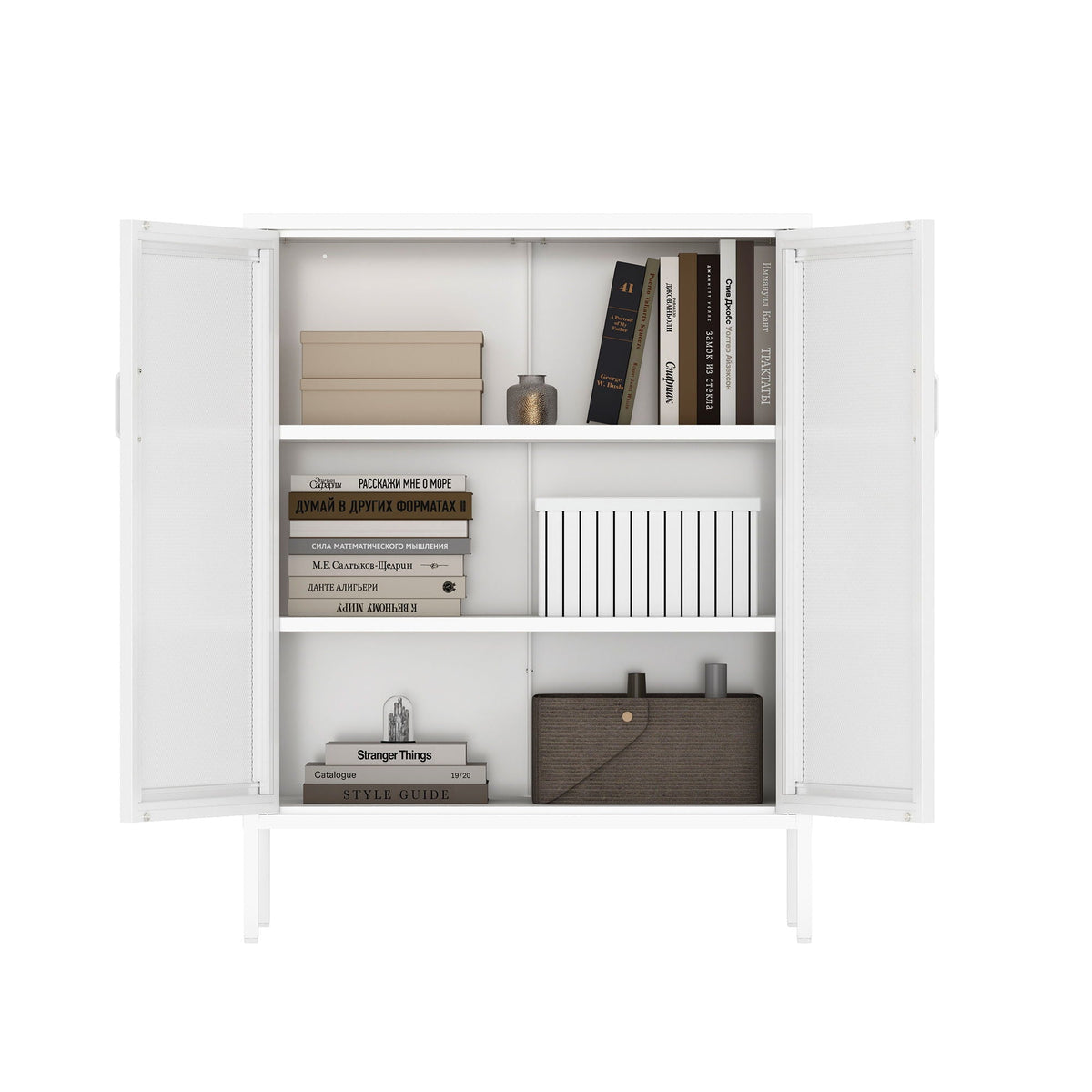 Metal Accent Cabinet with Adjustable Shelves - Black, Green, or White